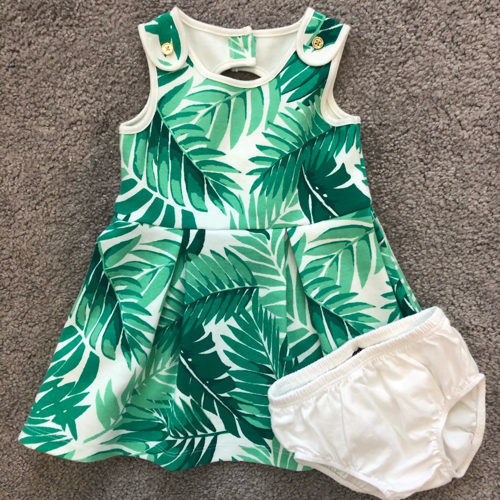 Janie and Jack Palm Print Dress w/Key Hole Back